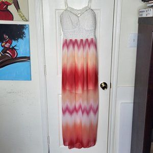 Tie Dye Backless Maxi Dress Size XL